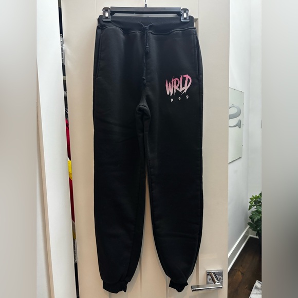 Juice Wrld Black Sweatpants with Pink Graphic - Picture 1 of 3